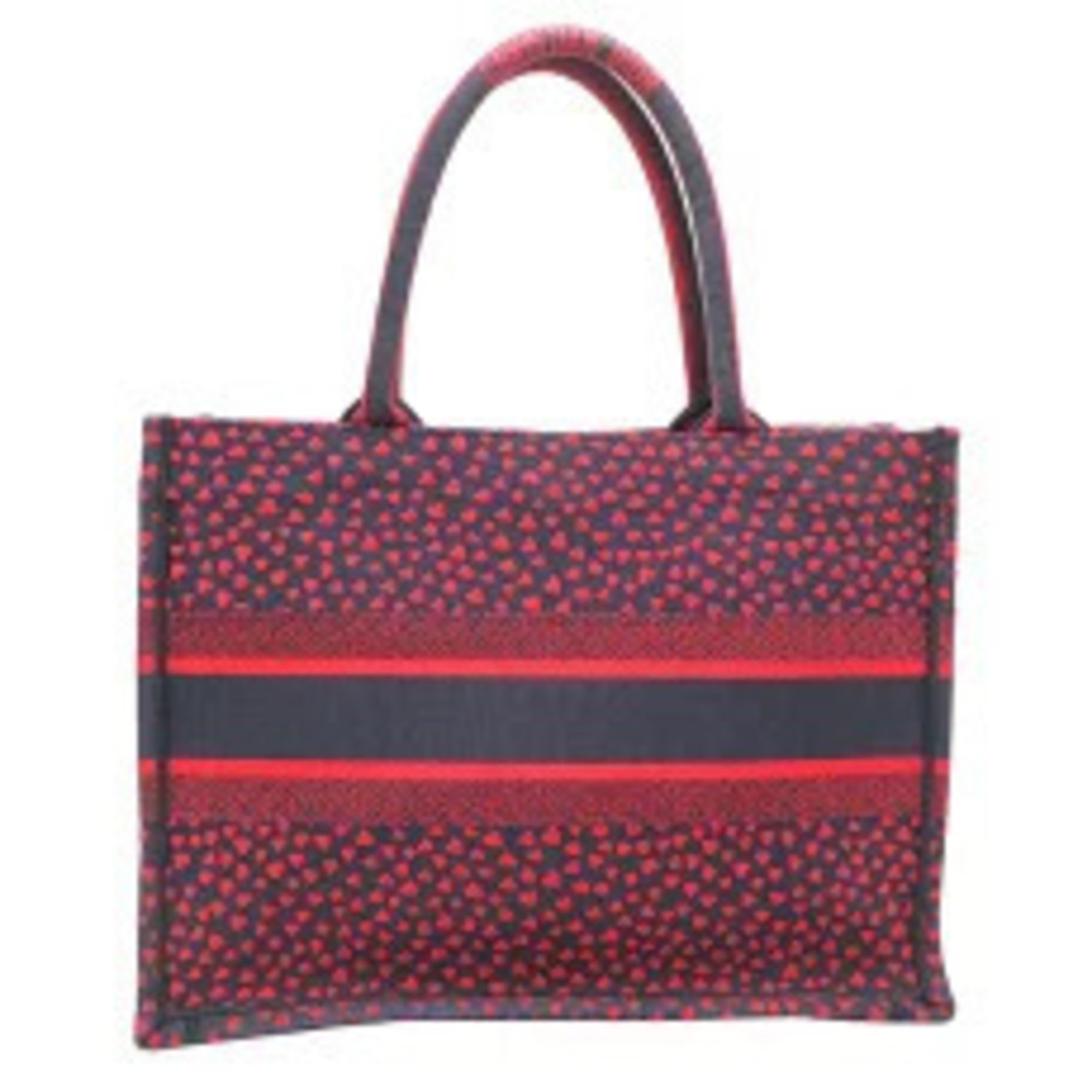 Dior Christian Tote Heart Canvas Book Bag  Black